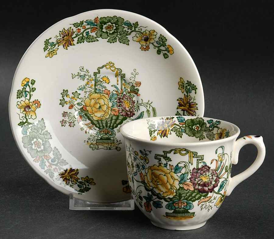 Strathmore Green Multicolor Flat Cup & Saucer Set by Mason's-1