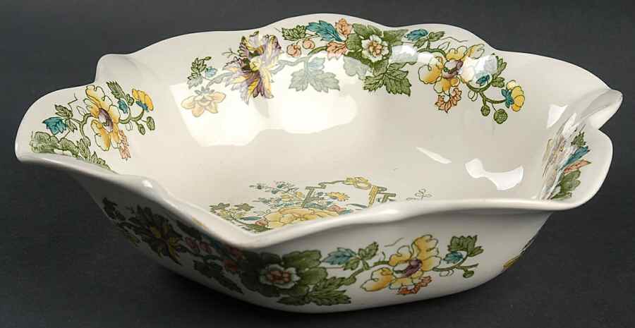 Strathmore Green Multicolor Round Fluted Dessert Bowl by Mason's-1