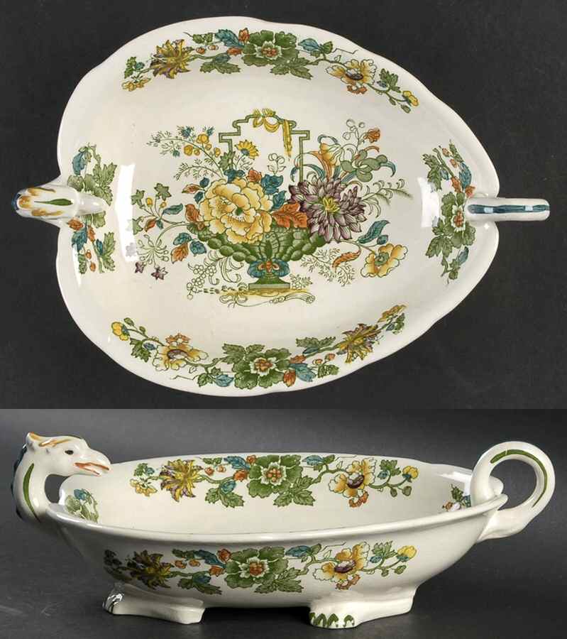 Strathmore Green Multicolor Dragon Dish by Mason's-1