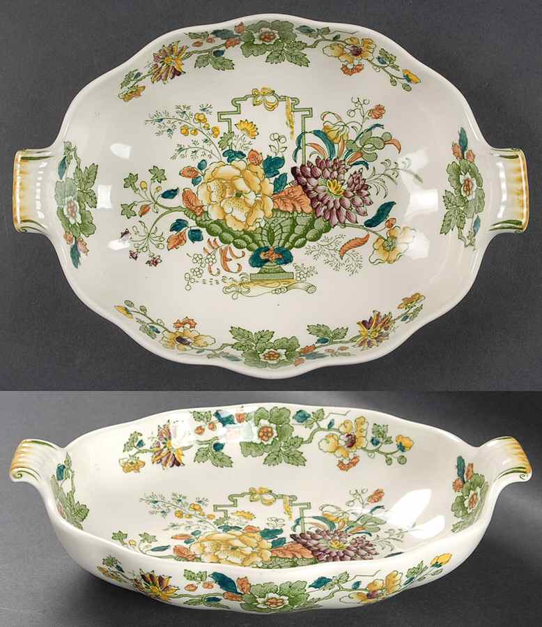 Strathmore Green Multicolor 10" Oval Vegetable Bowl by Mason's-1