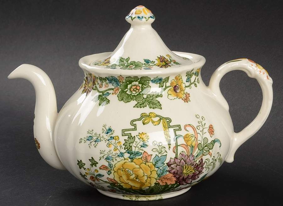 Strathmore Green Multicolor Small Teapot & Lid by Mason's-1