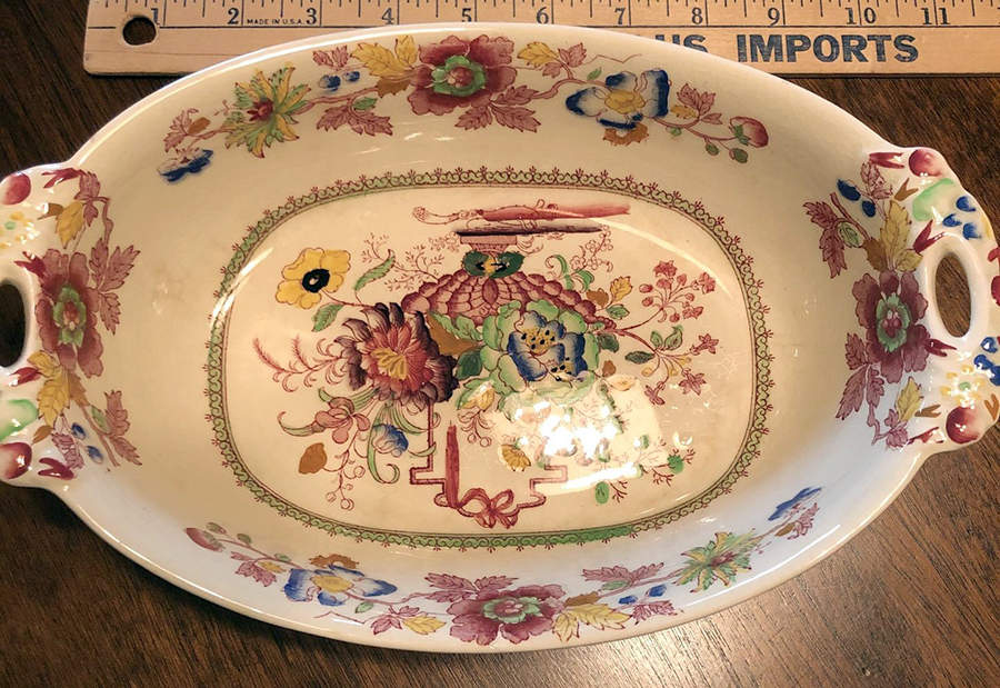 Strathmore Pink Multicolor 10" Oval Vegetable Bowl by Mason's-1