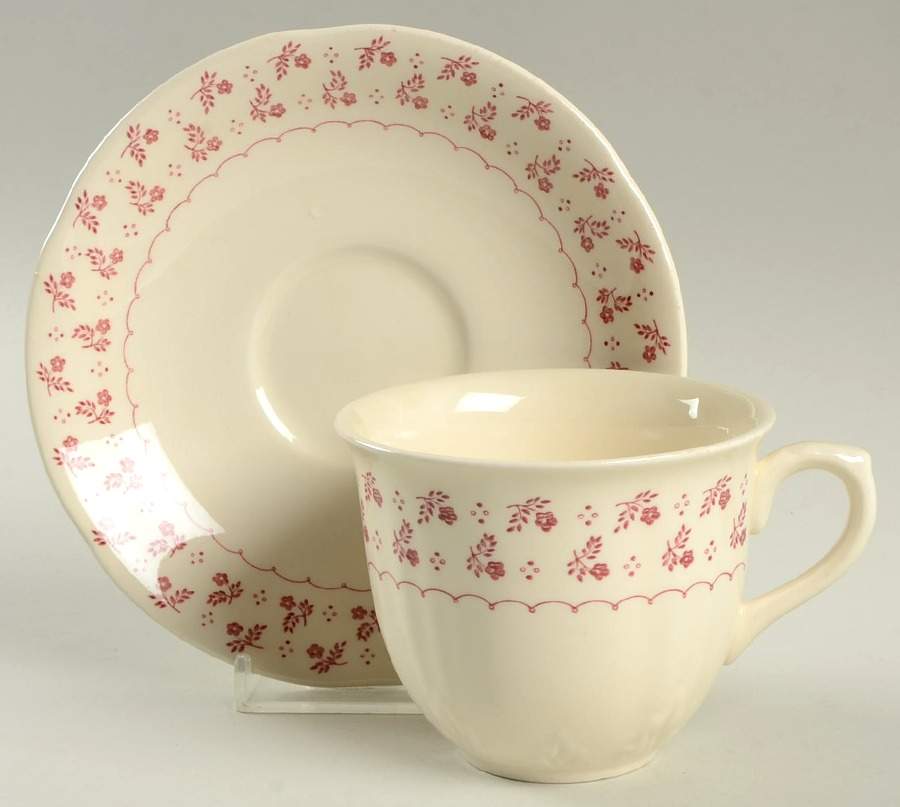 Trefoil Pink Flat Cup & Saucer Set by Mason's-1