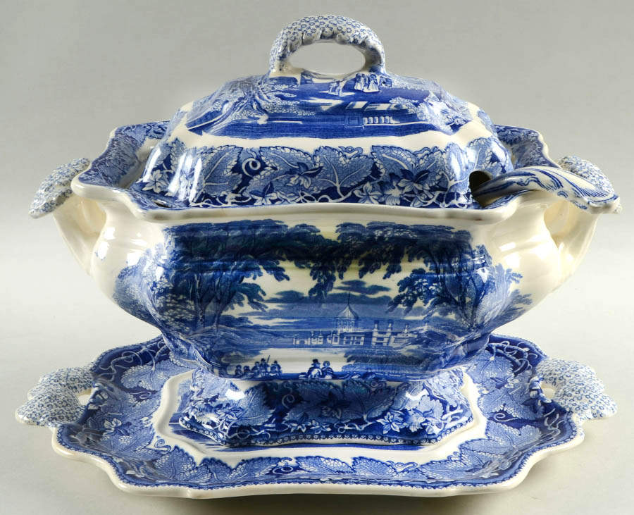 Vista Blue Large Tureen W/Ladle & Underplate by Mason's-1