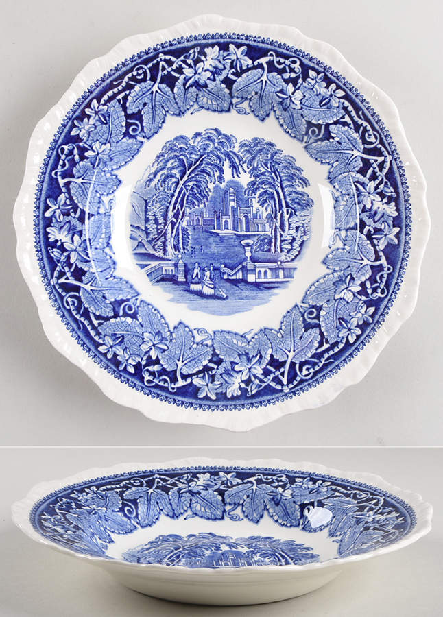 Vista Blue Large Rim Soup Bowl by Mason's-1