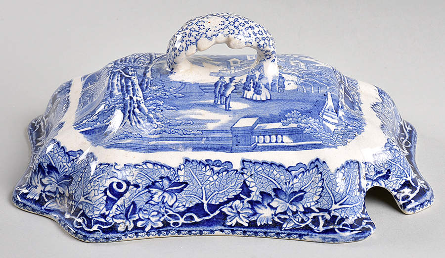 Vista Blue Lid for Small Bedford Tureen by Mason's-1