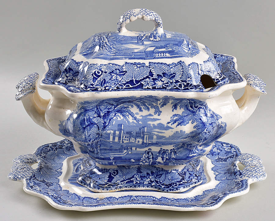 Vista Blue Small Bedford Tureen W/Ladle & Underplate by Mason's-1