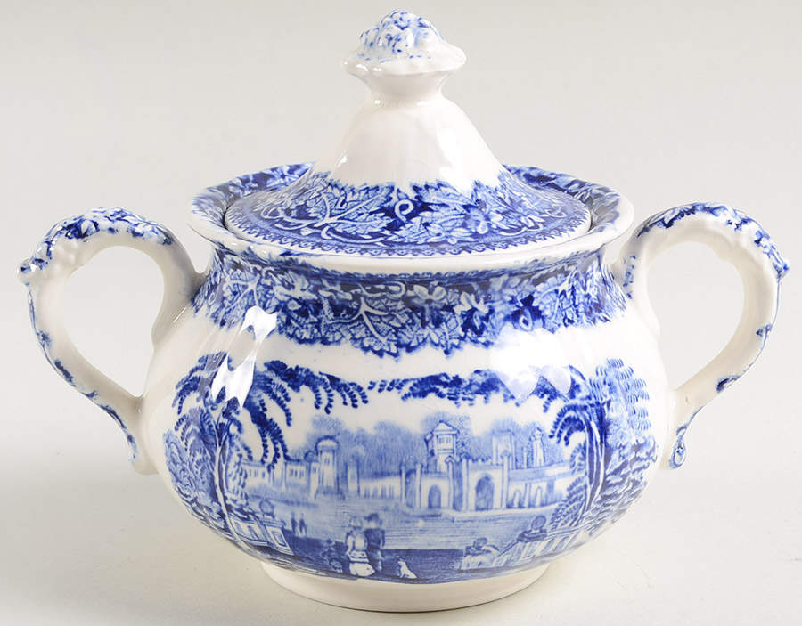 Vista Blue Sugar Bowl & Lid by Mason's-1