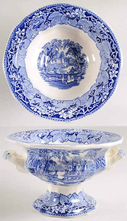 Vista Blue 9" Pekin Footed Salad Bowl by Mason's-1