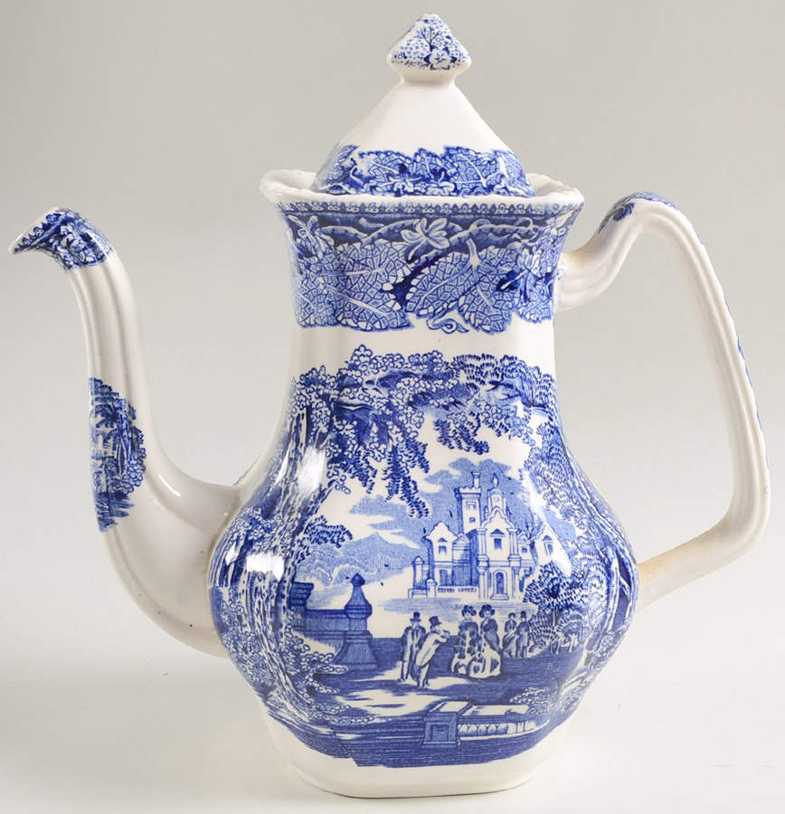 Vista Blue Coffee Pot & Lid by Mason's-1