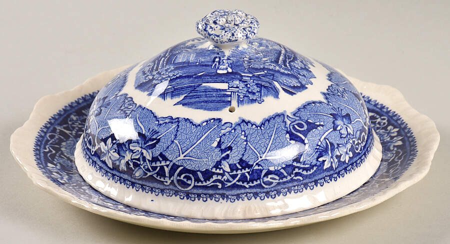 Vista Blue Round Covered Butter by Mason's-1