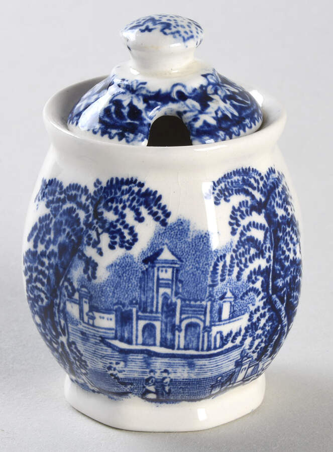 Vista Blue Mustard Jar & Lid by Mason's-1