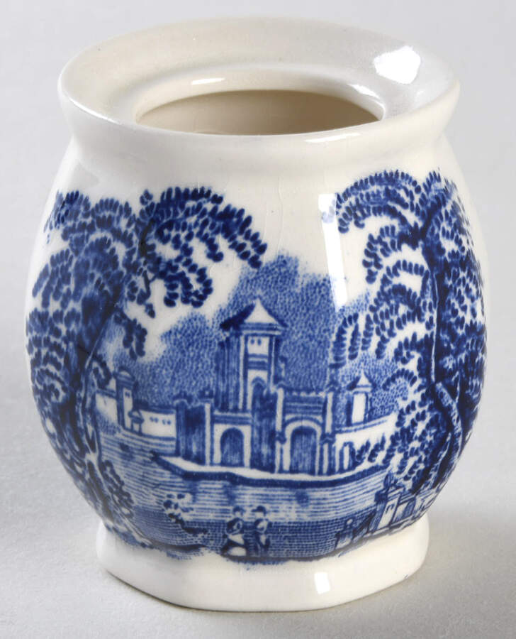 Vista Blue Mustard Jar No Lid by Mason's-1