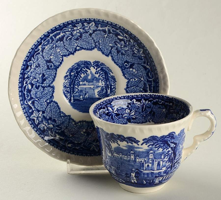Vista Blue Flat Cup & Saucer Set by Mason's-1