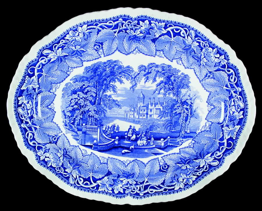 Vista Blue 17" Oval Serving Platter by Mason's-1