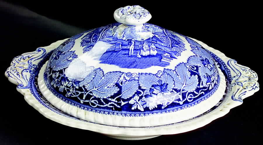 Vista Blue Round Covered Vegetable by Mason's-1