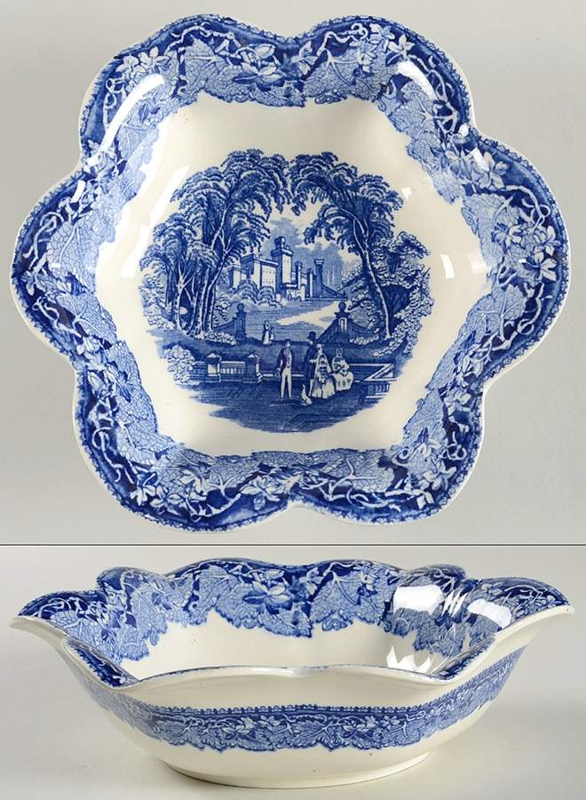 Vista Blue Round Fluted Dessert Bowl by Mason's-1
