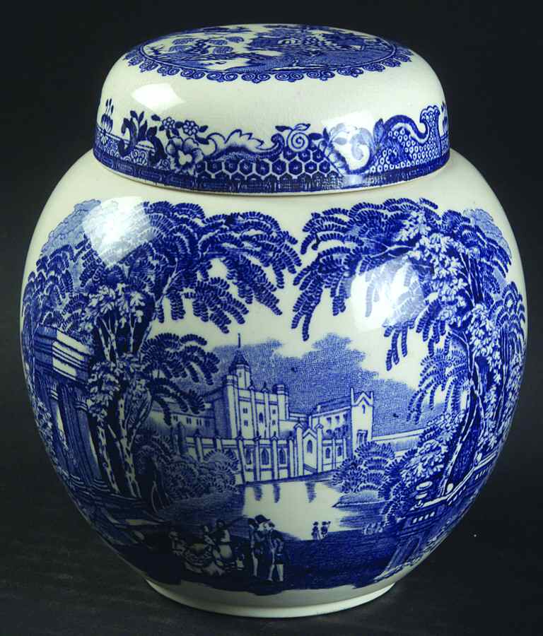 Vista Blue Small Prunus Jar & Lid by Mason's-1