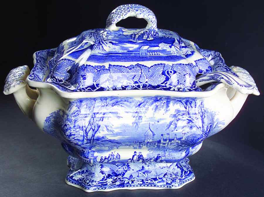 Vista Blue Large Bedford Tureen & Ladle by Mason's-1