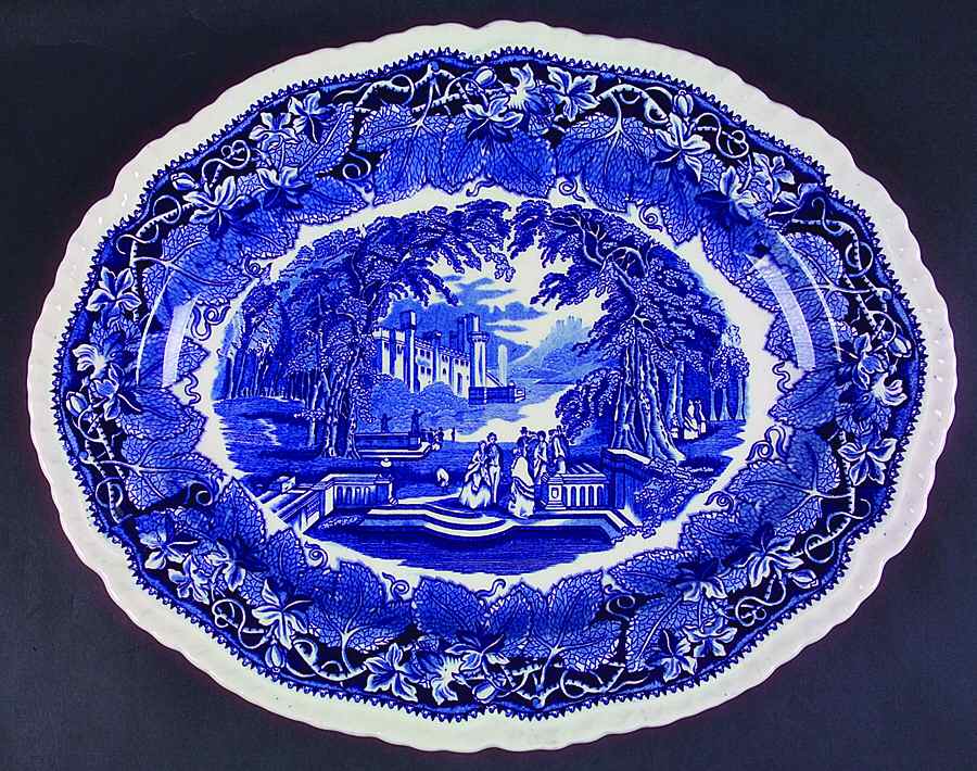 Vista Blue 15" Oval Serving Platter by Mason's-1