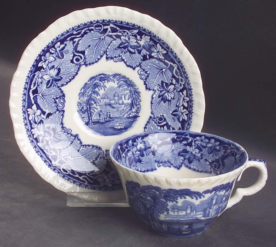 Vista Blue Flat Cup & Saucer Set by Mason's-1