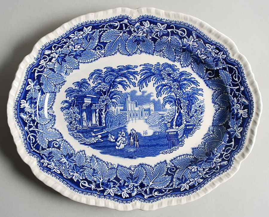 Vista Blue 11" Oval Serving Platter by Mason's-1