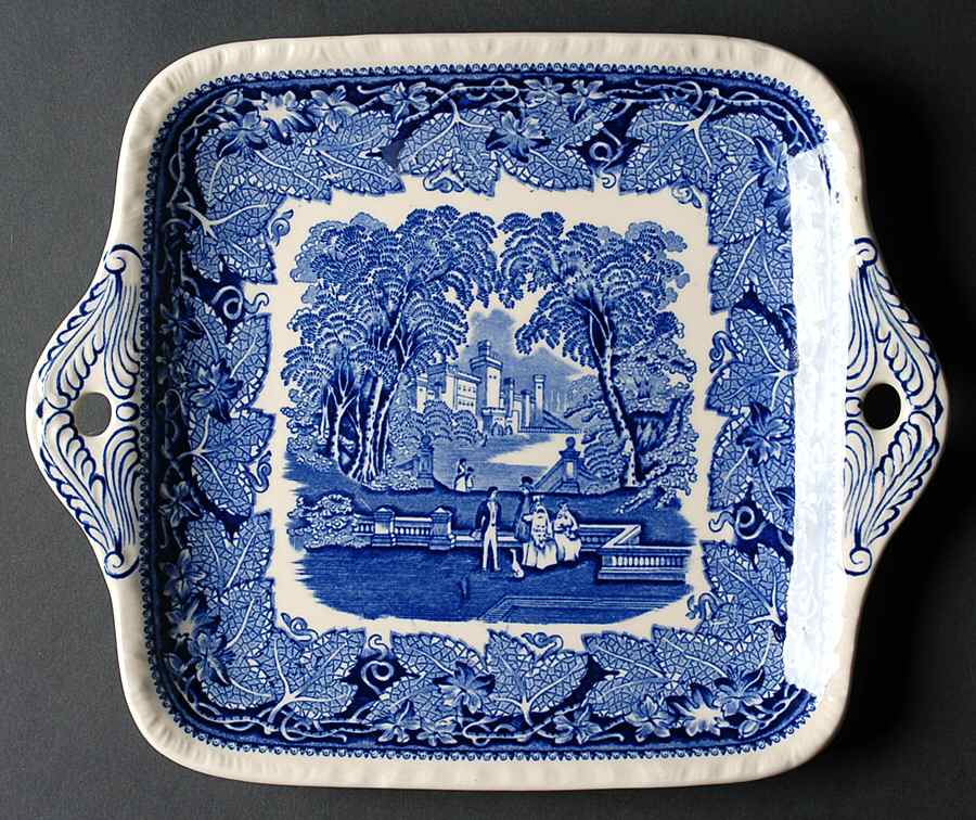 Vista Blue Square Handled Cake Plate by Mason's-1