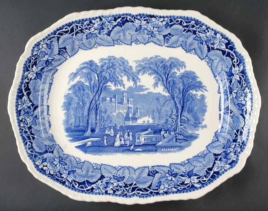 Vista Blue 19" Oval Serving Platter by Mason's-1