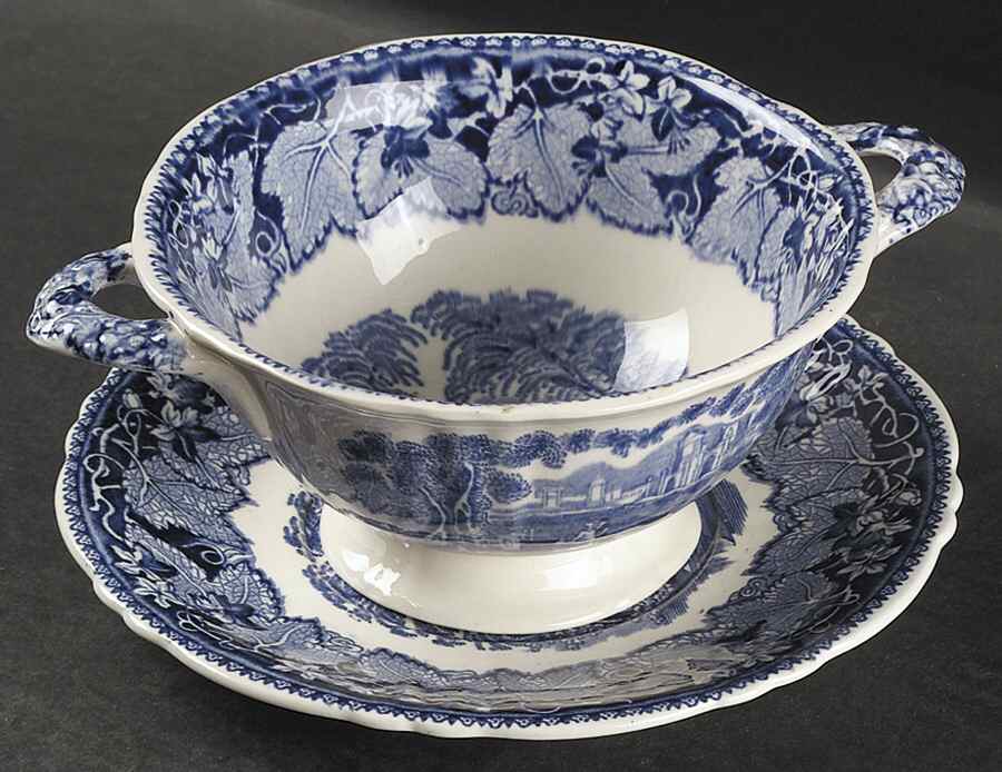 Vista Blue Gravy Boat & Underplate by Mason's-1