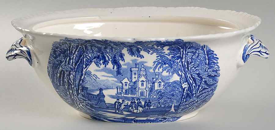 Vista Blue Oval Tureen No Lid by Mason's-1