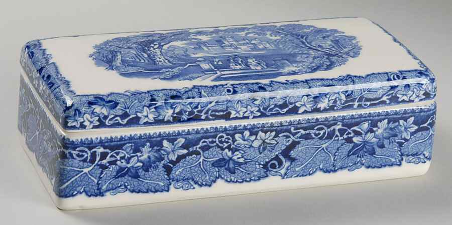 Vista Blue 7" Rectangular Box with Lid by Mason's-1