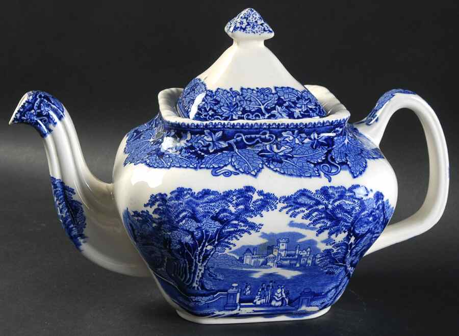 Vista Blue Square Gadroon Teapot & Lid by Mason's-1