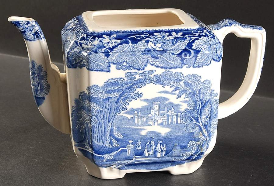 Vista Blue Fan Teapot No Lid by Mason's-1