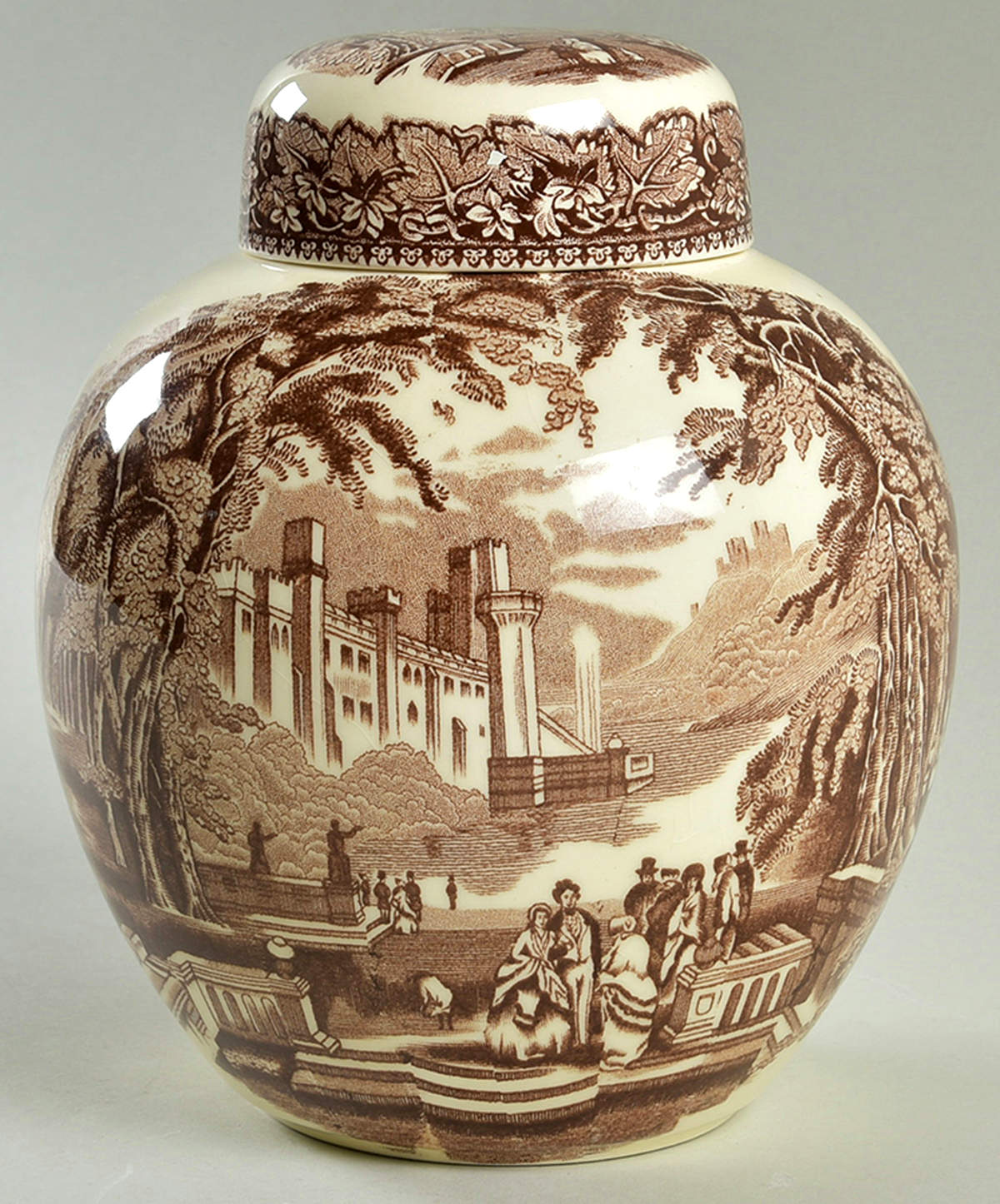 Vista Brown (No Trim) Medium Ginger Jar & Lid by Mason's-1