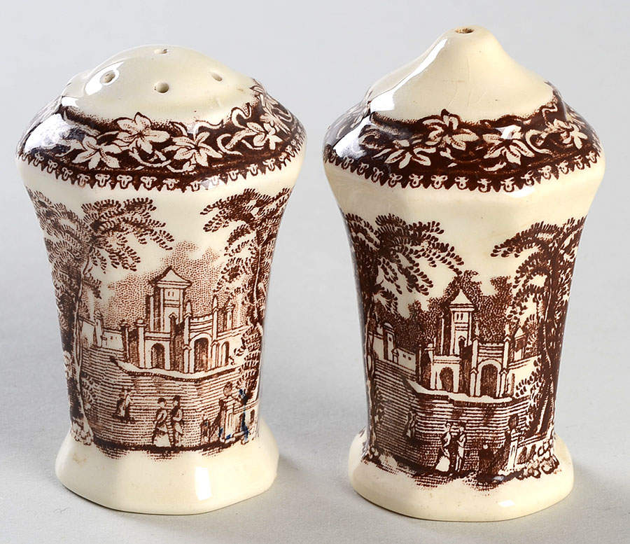 Vista Brown (No Trim) Salt & Pepper Set by Mason's-1