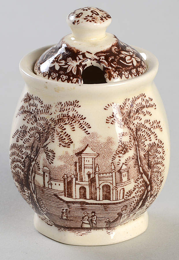 Vista Brown (No Trim) Mustard Jar & Lid by Mason's-1