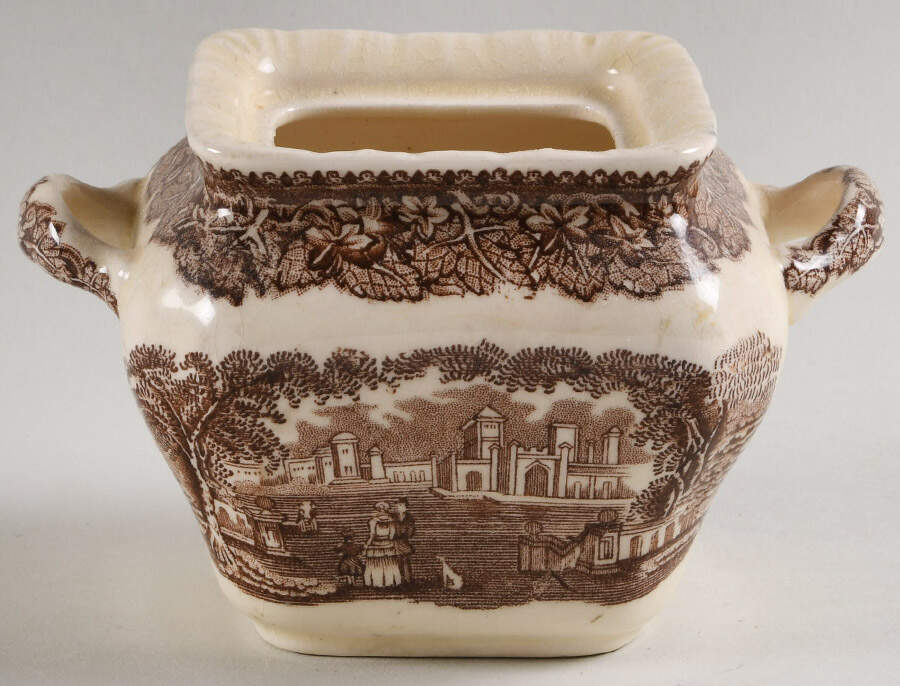 Vista Brown (No Trim) Square Sugar Bowl No Lid by Mason's-1