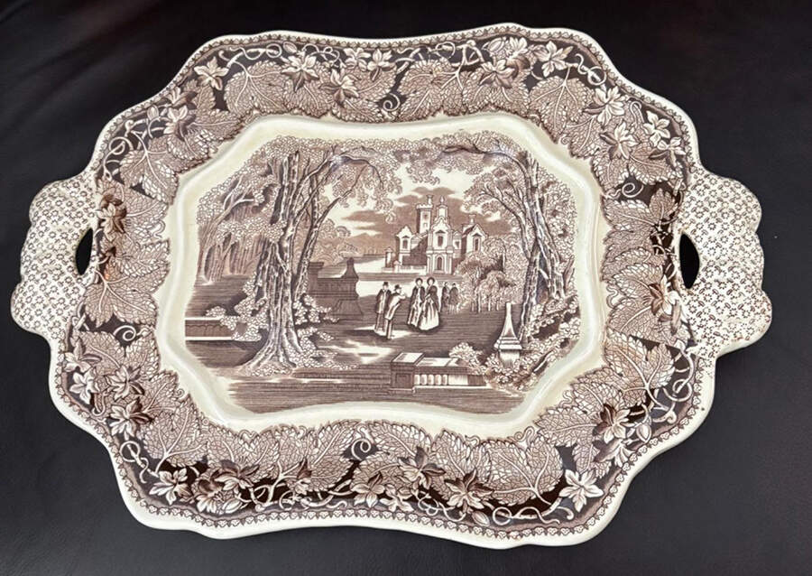 Vista Brown (No Trim) Underplate for Large Bedford Tureen by Mason's-1