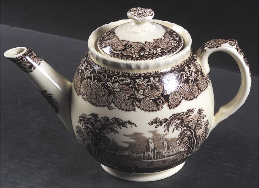 Vista Brown (No Trim) Teapot & Lid by Mason's-1