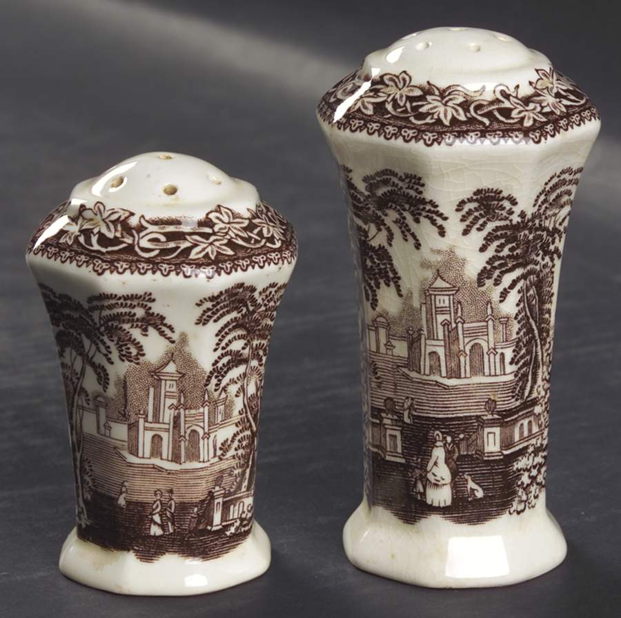 Vista Brown (No Trim) Salt & Pepper Set by Mason's-1