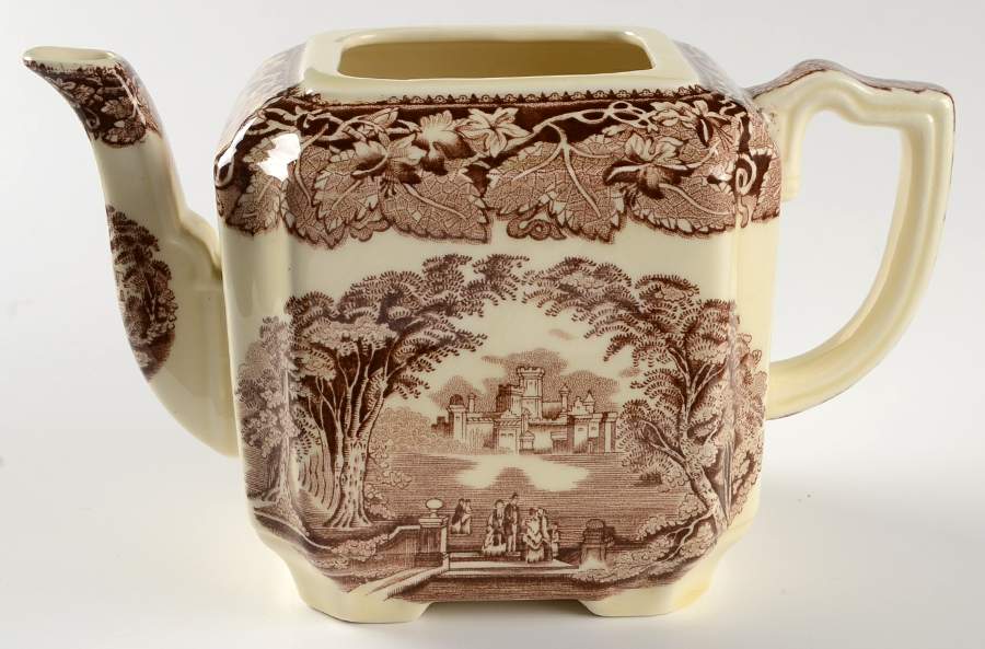 Vista Brown (No Trim) Fan Teapot No Lid by Mason's-1