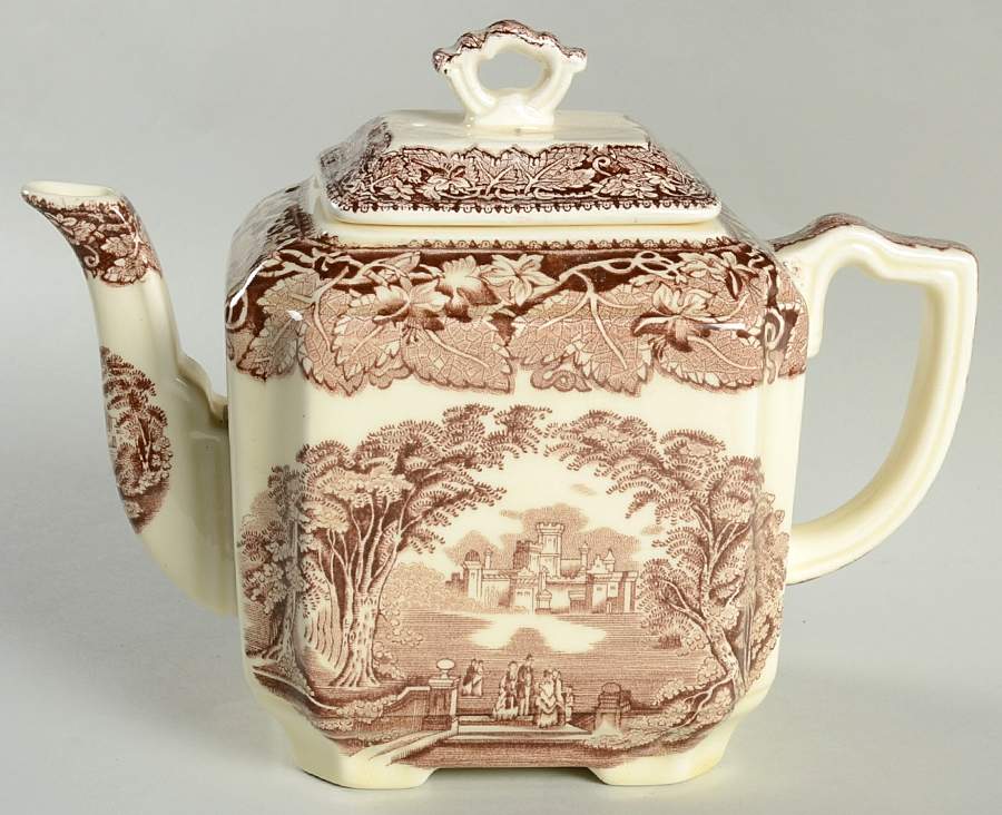 Vista Brown (No Trim) Fan Teapot & Lid by Mason's-1