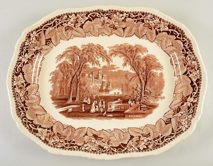 Vista Brown (No Trim) 19" Oval Serving Platter by Mason's-1