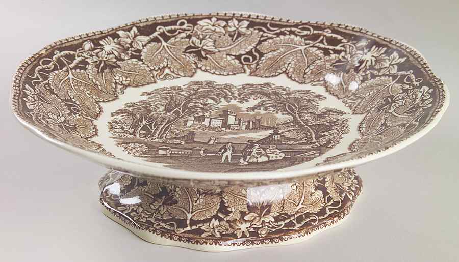 Vista Brown (No Trim) Round Compote (Height X Width) by Mason's-1