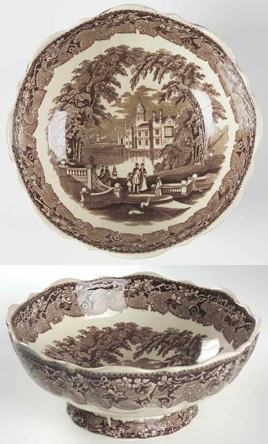 Vista Brown (No Trim) Bruges Footed Salad Bowl by Mason's-1