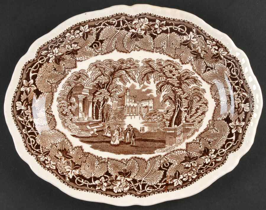 Vista Brown (No Trim) 11" Oval Serving Platter by Mason's-1