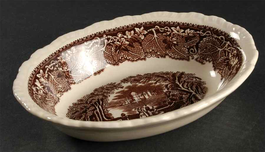 Vista Brown (No Trim) 8" Oval Vegetable Bowl by Mason's-1