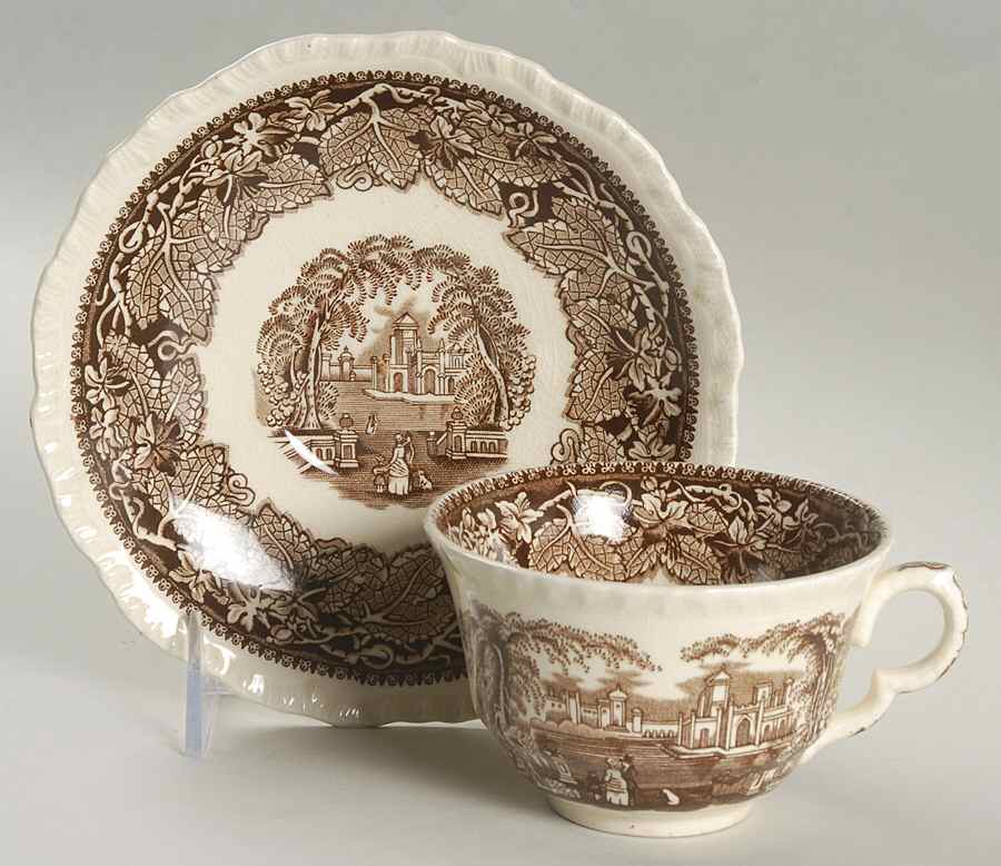 Vista Brown (No Trim) Oversized Cup & Saucer Set by Mason's-1