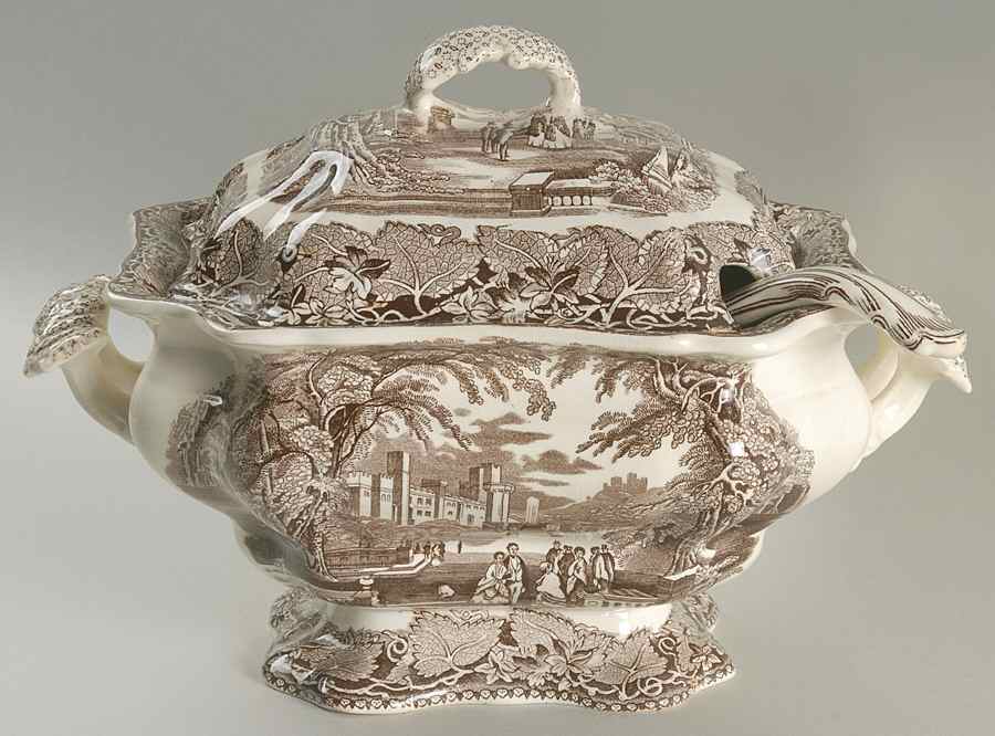 Vista Brown (No Trim) Tureen & Lid w/Ladle by Mason's-1