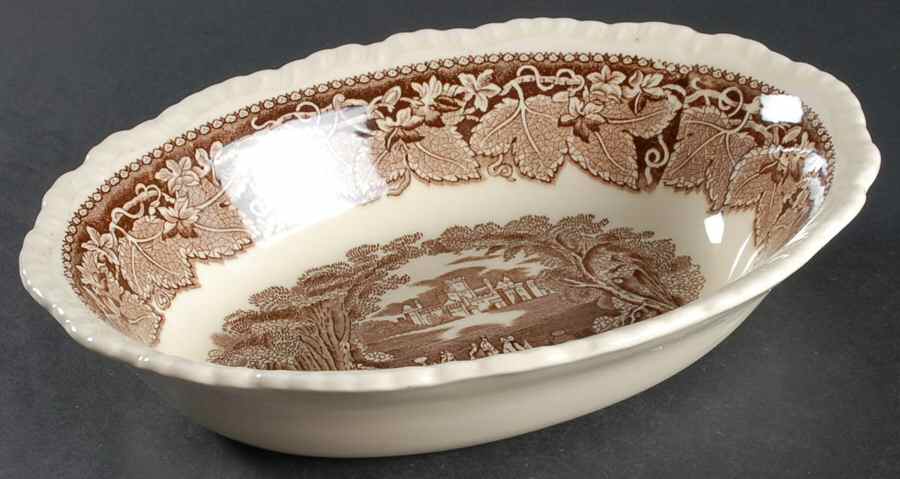 Vista Brown (No Trim) 9" Oval Vegetable Bowl by Mason's-1